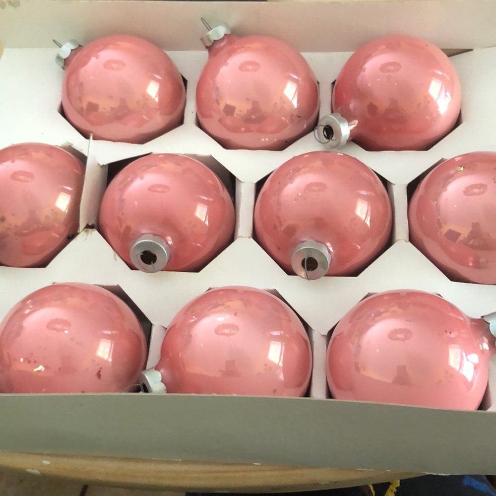 Vintage pink glass Christmas bulbs (28)